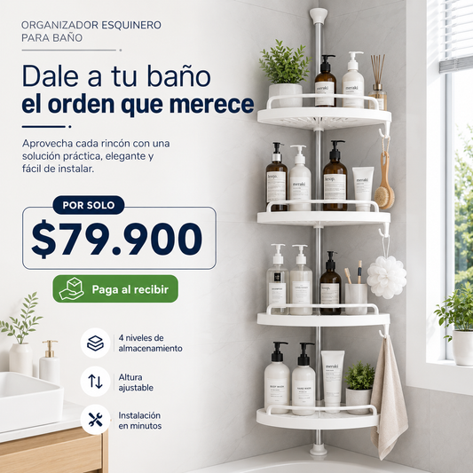 Organizador Esquinero para Baño 4 Niveles