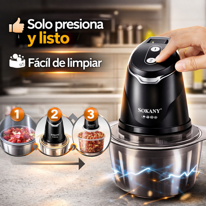 Picadora Eléctrica 2 en 1 Sokany 400W + 2 Bowls