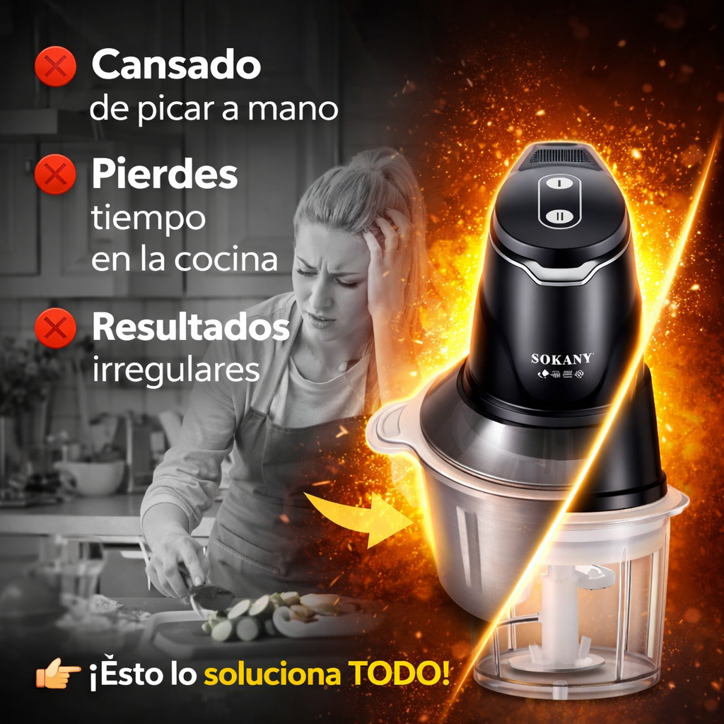 Picadora Eléctrica 2 en 1 Sokany 400W + 2 Bowls