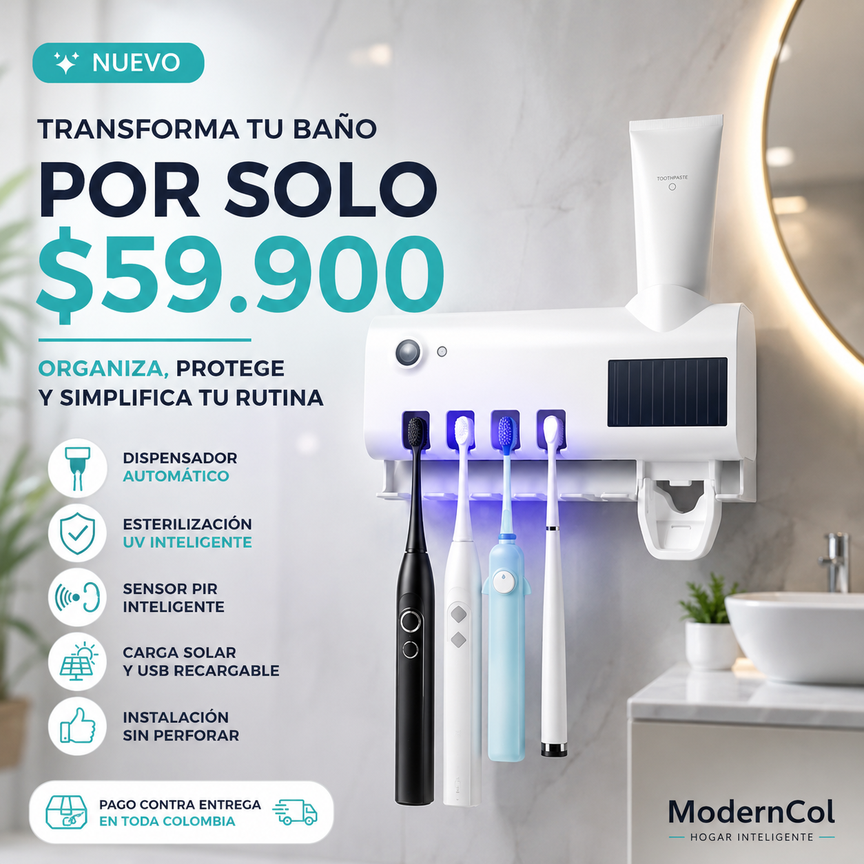 Dispensador Crema Dental+ Soporte Esteri