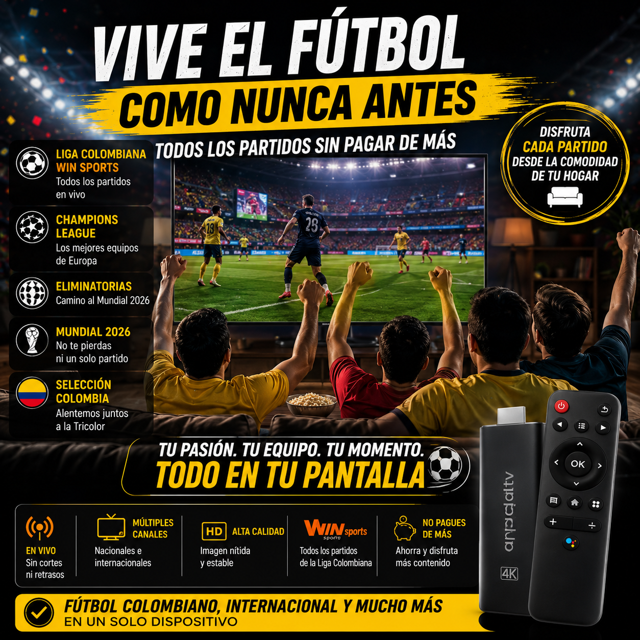 TV Stick 4K – Vive fútbol, películas y entretenimiento desde cualquier TV ⚽📺