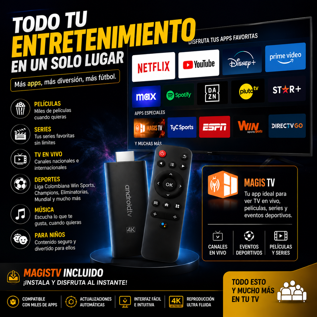 TV Stick 4K – Vive fútbol, películas y entretenimiento desde cualquier TV ⚽📺