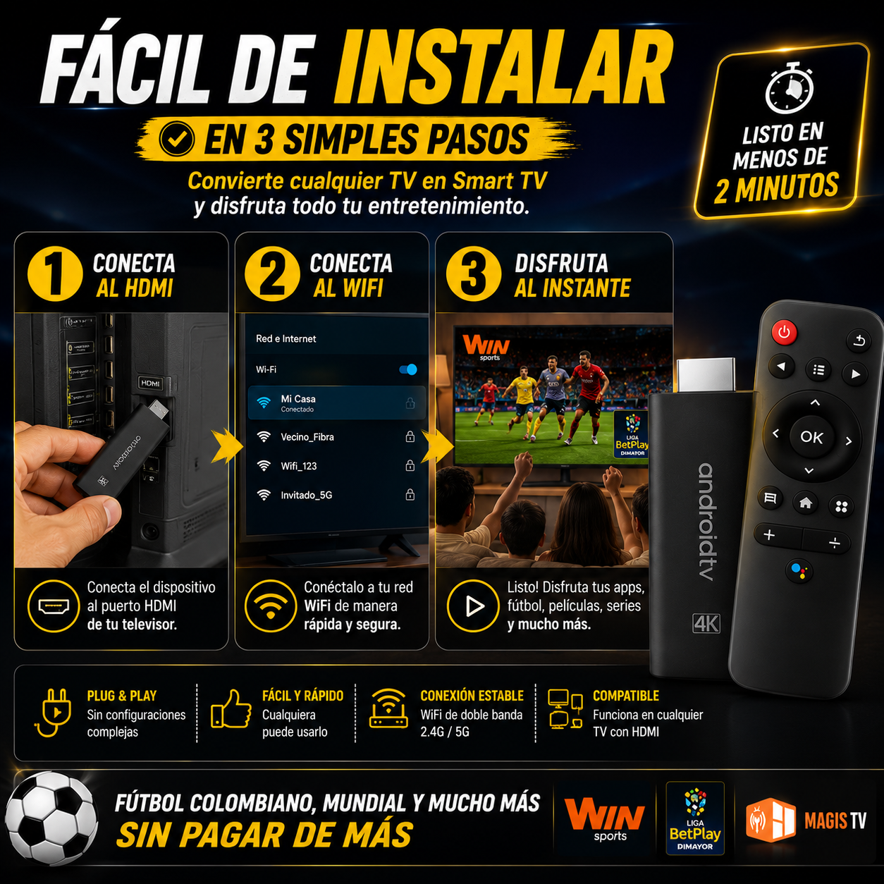 TV Stick 4K – Vive fútbol, películas y entretenimiento desde cualquier TV ⚽📺