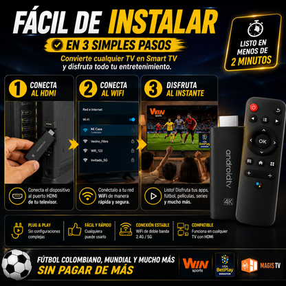 TV Stick 4K – Vive fútbol, películas y entretenimiento desde cualquier TV ⚽📺