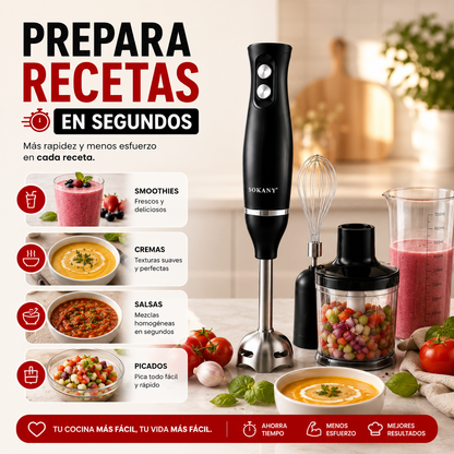 🍴 Todo más fácil en tu cocina con la Licuadora de inmersión 4 en 1