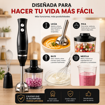 🍴 Todo más fácil en tu cocina con la Licuadora de inmersión 4 en 1