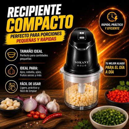 Picadora Eléctrica 2 en 1 Sokany 400W + 2 Bowls