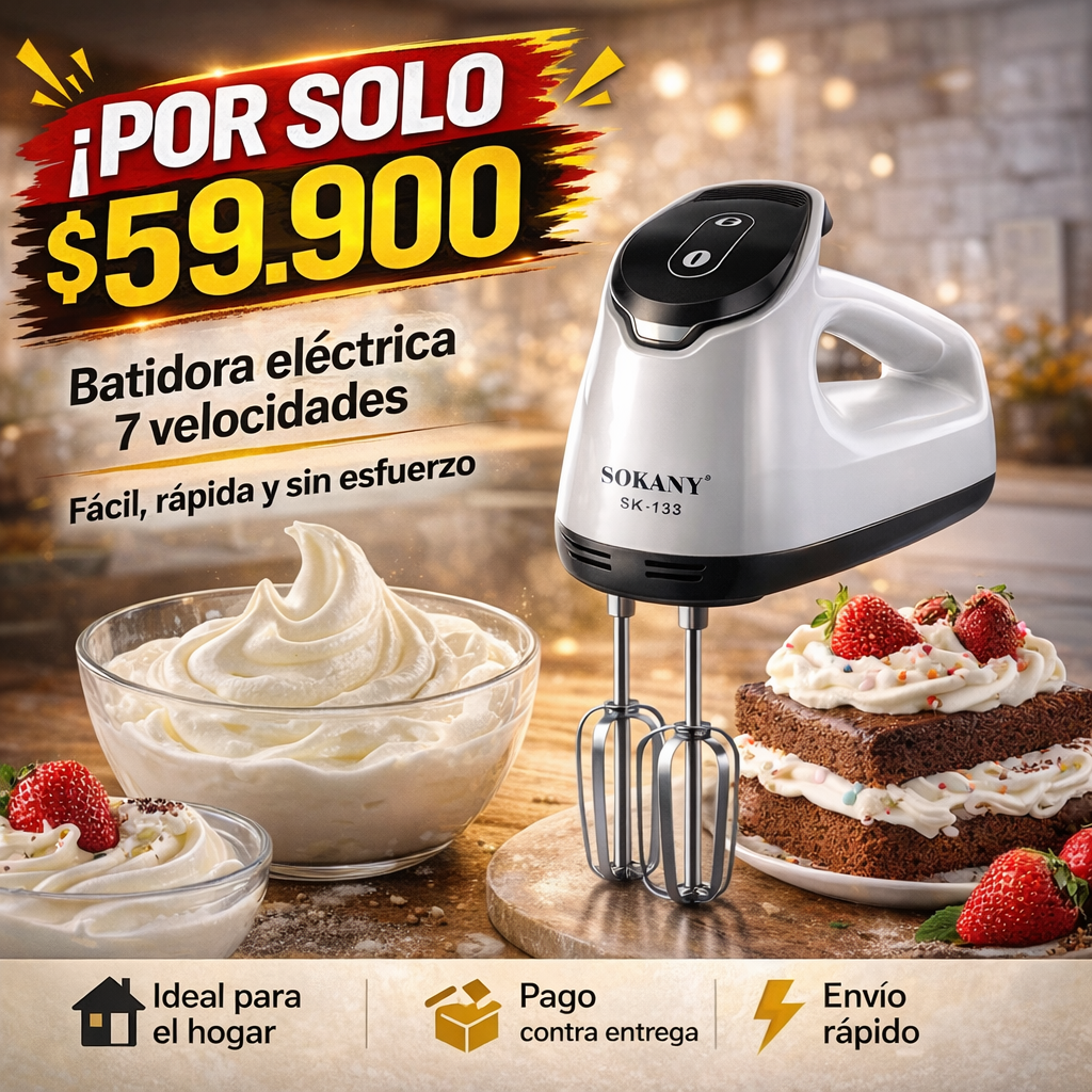 ¡Mezcla Perfecta en Segundos! Batidora Sokany 7 de Velocidades