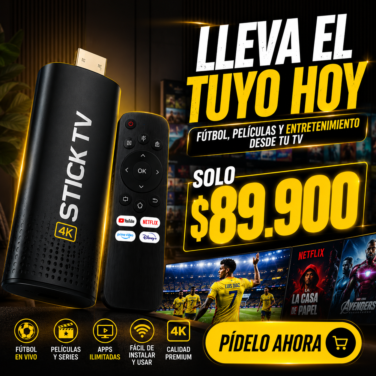 TV Stick 4K – Vive fútbol, películas y entretenimiento desde cualquier TV ⚽📺